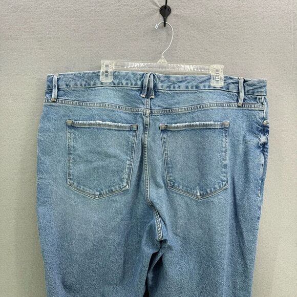 Good American Good Classic Distressed High Rise Denim Blue Jeans Size 18 - Picture 4 of 12